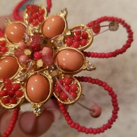 Chico's Flower Brooch Beads Rhinestones 3D Pin - Picture 6 of 7